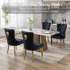 civama Dining Chairs Set of 6, Elegant Luxury Velvet Tufted Dining Chairs Golden Legs & Nailhead Trim, Back Lion Head Pull Ring & Rhomboid Pattern, Nikki Collection Armless Kitchen Chair, Black view 3