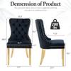 civama Dining Chairs Set of 6, Elegant Luxury Velvet Tufted Dining Chairs Golden Legs & Nailhead Trim, Back Lion Head Pull Ring & Rhomboid Pattern, Nikki Collection Armless Kitchen Chair, Black view 4