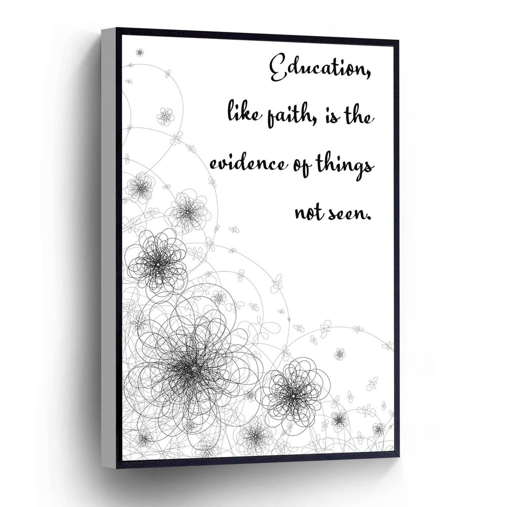 PUCHYUCT Educational Inspirational Quote Canvas Wall Art Contemporary Poster Flower Print Minimalist Decor Stretched And Framed Ready To Hang For Living Room,Bedroom,Classroom Etc (16" X 24")