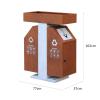 Outdoor Trash can Outdoor Trash Can Large Outdoor Courtyard Trash Can Double Bucket Classification Trash Bin Elegant Wood Grain Trash Can with Flower Box Garbage can view 2