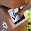 Outdoor Trash can Outdoor Trash Can Large Outdoor Courtyard Trash Can Double Bucket Classification Trash Bin Elegant Wood Grain Trash Can with Flower Box Garbage can view 3
