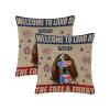 4th of July Farmhouse Throw Pillow Covers 16x16,Personalized Dog Name Welcome to The Land of The Free & Furry Square Cotton Linen Decorative Pillowcase Cushion Cover for Sofa Couch Chair Bedroom view 4