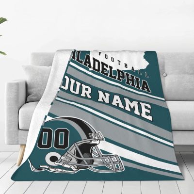 Cokpet Philadelphia Throw Blanket Custom Football Style Blanket Personalized Any Name and Number Customized Blankets Gifts for Men Women Youth Fans