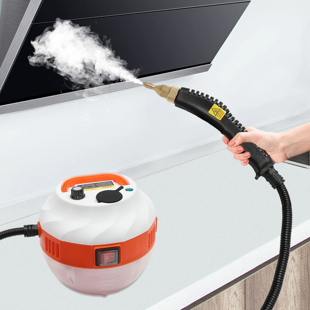 Handheld Steam Cleaner 1.6KW High Pressure Steamer for Cleaning Portable Corded Steam Cleaner for Home Use, 0.35Gal Water Tank 221 High Temperature Fast Heating Steamer for Car Detailing (White)