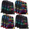 Sadnyy 72 Pieces Let's Glow Drawstring Bags Bulk Glow in The Dark Party Supplies Neon Party Favor Bags Birthday Return Gift Bag Goodie view 1