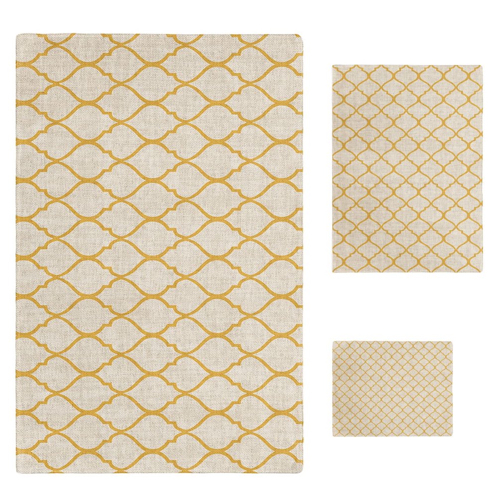 Bath Towels Set of 3, Rustic Moroccan Geometric Quatrefoil Yellow Lattice Bathroom Towels Set,Soft Absorbent Bath Towel Hand Towel Washcloth Decorative Towels for Bathroom kitchen Gym Spa