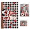 Bath Towels Set of 3, Valentines Be Mine Love Gnome Red Heart Rose Floral Black White Plaid Bathroom Towels Set,Soft Absorbent Bath Towel Hand Towel Washcloth Decorative Towels for Bathroom kitchen view 1