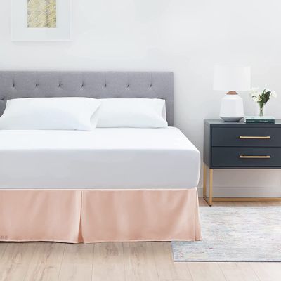 600 TC Cotton Box Pleated Bedskirts for Short Queen Size 18 Inch Easy Fit Easy Care Fade & Wrinkle Resistant, Split Corner Bedskirt Short Queen Size (60 x 75 Inch), Peach