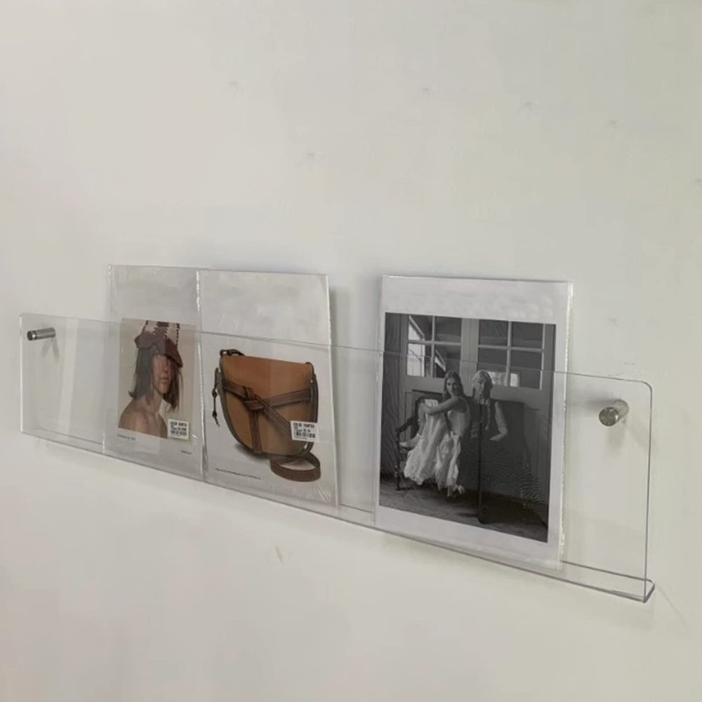 LXLZYXSF Wall-Mount Handouts Organizer Bookshelf Magazine Holder Acrylic Pamphlet Rack, 15.7 19.6 23.6 27.5 31.5 35.4 39.3 43.3 47.2 Inch Length (Color : 1pcs, Size : 80x16x5cm/31.5x6.3x2in)