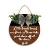 12x12in Since Little Fingers Touch Our Floor Please Remove Your Shoes at The Door Sign,Hanging Printed Wooden Plaque Dcor, Front Door Wood Wall Sign For Home Entryway Porch view 1
