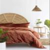 Sophia-Art 3 Pcs Velvet Bedding Duvet Cover Set with Zipper Closure and Corner Tie with 2 Pillow Shams, Comforter Not Included (Burnt Orange, Emperor 290W x 235L Cms) view 2