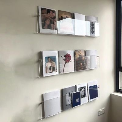 LXLZYXSF Wall-Mount Handouts Organizer Bookshelf Magazine Holder Acrylic Pamphlet Rack, 15.7 19.6 23.6 27.5 31.5 35.4 39.3 43.3 47.2 Inch Length (Color : 3pcs, Size : 40x16x5cm/15.7x6.3x2in)