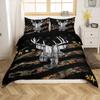 Deer Hunting Bedding Set Camo Antlers Comforter Cover for Boys Teens Youth Men Camouflage American Flag Duvet Cover Wildlife Elk Moose Bed Set White Black Bedroom Decor 2 Pcs, Twin Size view 2