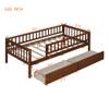 Bellemave Twin Size Bed Frame with Fence Railings and Storage Drawers, Wooden Montessori Style Kids Beds with Slats Support, Dual-use Daybed for Bedroom and Living Room, Walnut view 2