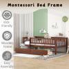 Bellemave Twin Size Bed Frame with Fence Railings and Storage Drawers, Wooden Montessori Style Kids Beds with Slats Support, Dual-use Daybed for Bedroom and Living Room, Walnut view 4