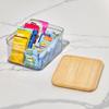 iDesign Recycled Plastic Crisp Storage Bin with Lid, The Rosanna Pansino Collection  8.51 L x 8.51 W x 4.13 H, Clear Bin with Natural Wood Lid view 2