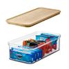 iDesign Recycled Plastic Crisp Storage Bin with Lid and Handles, The Rosanna Pansino Collection  12.99 L x 6.53 W x 4.13 H, Clear Bin with Natural Wood Lid view 1