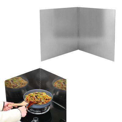 2 Pieces Grease Shield, Frying Pan Splatter Guard, Steel Backsplash for Stove, 304 Stainless Steel, Folding Design, Nonstick Oil, Reusable, for Kitchen, Dining Room (Color : Silver, Size : 45x50cm)