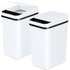 Anborry Bathroom Trash Cans with Lid 2 Pack 2.2 Gallon Touchless Automatic Motion Sensor Small Slim Garbage Can, Smart Electric Narrow Garbage Bin for Bedroom Office Kitchen (White) view 1