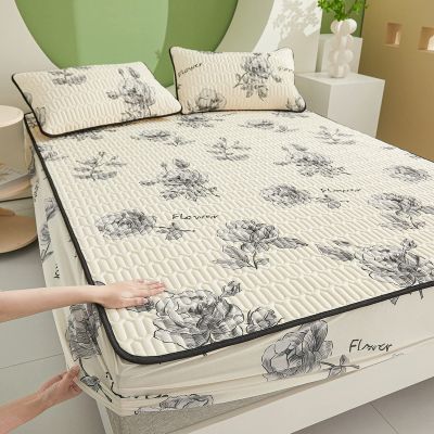 FCLDESHOP Bottom Fitted Sheet,Summer Thickened Cool Latex Printed Fitted Sheet,Children's Room Cartoon Anime Mattress Protector Pillowcase,Flower 3,150 * 200cm (1pcs)