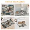 EwdeWwo Abstract 4 Piece Shower Curtain Sets with Non-Slip Rugs, Toilet Lid Cover and Bath Mat, Teal Blue Brown Color Block Gradient Art Shower Curtain with 12 Hooks, Durable and Waterproof view 4