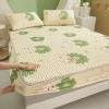 FCLDESHOP Queen Fitted Sheet Bedding,Summer Thickened Cool Latex Printed Fitted Sheet,Children's Room Cartoon Anime Mattress Protector Pillowcase,Green,180 * 200cm (3pcs) view 1