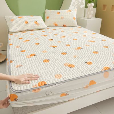 FCLDESHOP Soft Bed Sheets,Summer Thickened Cool Latex Printed Fitted Sheet,Children's Room Cartoon Anime Mattress Protector Pillowcase,Orange,180 * 200cm (3pcs)