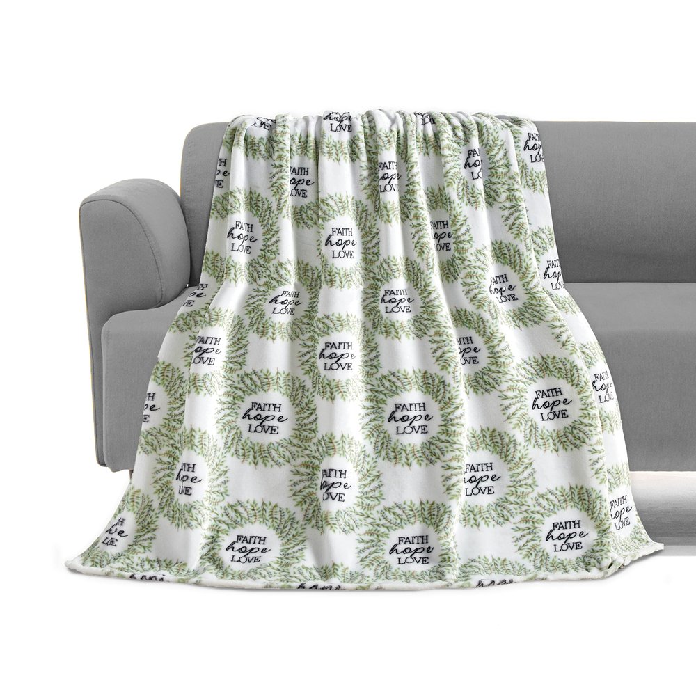 Elegant Comfort Lightweight Printed Throw Blanket- All Season, Ultra Soft, Cozy and Plush- Decorative Throw Blankets, Perfect for Lounging, 50 x 70 inches, Faith, Hope and Love, Throw Blanket