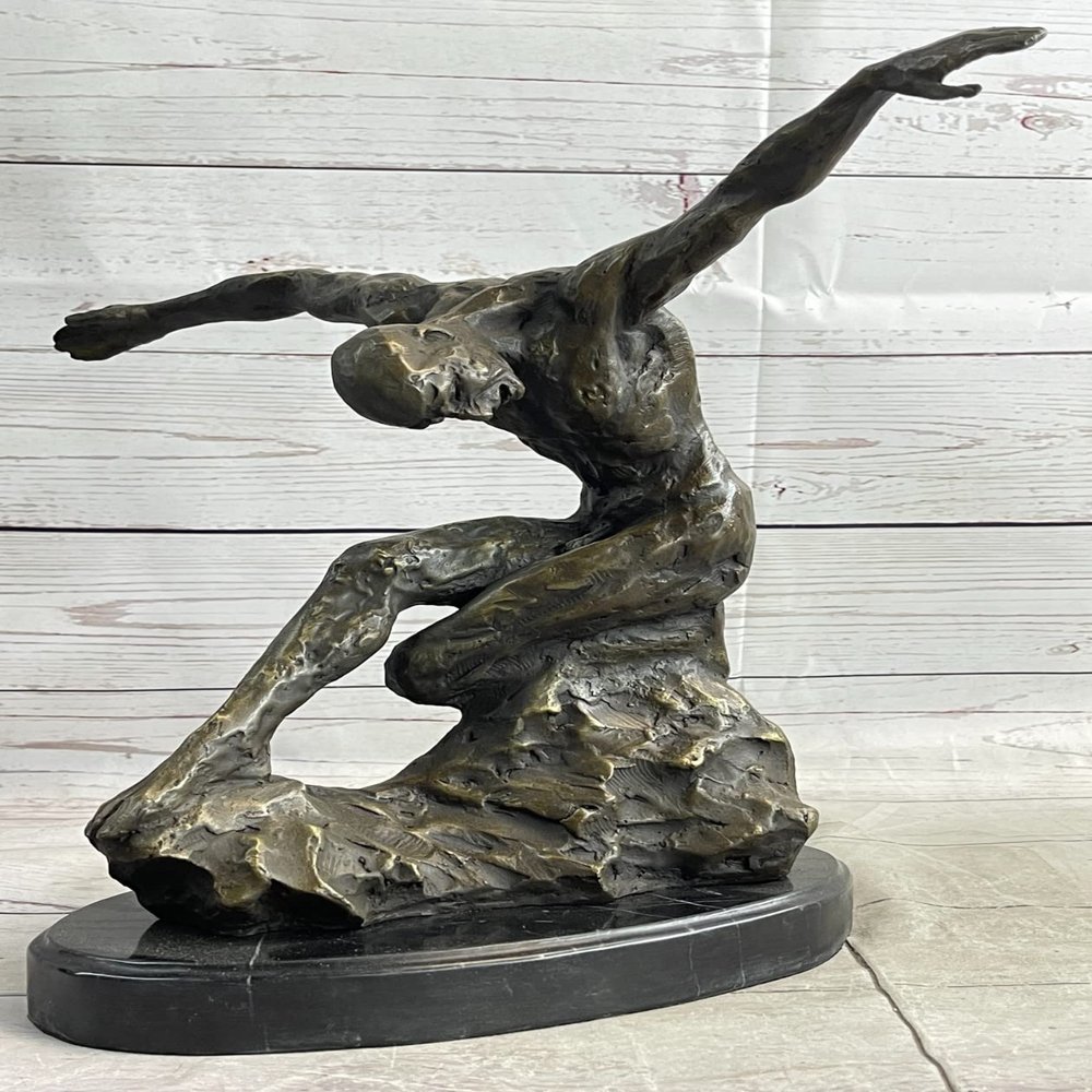 Bronze Sculpture by Milo Surrealist Abstract Modern Art Yoga Male Statue Decor Decorative Sale Gift Dcor ByThink Bronze