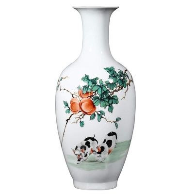 DYPASA Dry Flower Arrangement Chinese Ceramic Vases, Hand-Painted Animal Decoration Vases, Handmade Ornaments,Decorative Tabletop Centerpiece Vase,13.3 Inch Flower Vase