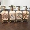 Ceramic Soap Dispensers With Resin Base, Square Classical Vintage Soap/Lotion Pump Dispenser For Kitchen/ Bathroom/ Laundry Room, Refillable Shampoo, Hand Soap, Dish Soap, Essential Oil,Orchid view 3