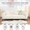 AWAV Thick Rabbit Plush Sofa Cushion, Non-Slip Sofa Covers for Living Room, Universal Super Soft Faux Fur Furniture Protector, Washable for Sectional Couch (White,90x90cm) view 2