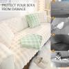 AWAV Thick Rabbit Plush Sofa Cushion, Non-Slip Sofa Covers for Living Room, Universal Super Soft Faux Fur Furniture Protector, Washable for Sectional Couch (White,90x90cm) view 3