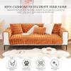 AWAV Thick Rabbit Plush Sofa Cushion, Non-Slip Sofa Covers for Living Room, Universal Super Soft Faux Fur Furniture Protector, Washable for Sectional Couch (Brown,110x110cm) view 2