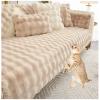 AWAV Thick Rabbit Plush Sofa Cushion, Non-Slip Sofa Covers for Living Room, Universal Super Soft Faux Fur Furniture Protector, Washable for Sectional Couch (Khaki,110x210cm) view 1