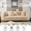 AWAV Thick Rabbit Plush Sofa Cushion, Non-Slip Sofa Covers for Living Room, Universal Super Soft Faux Fur Furniture Protector, Washable for Sectional Couch (Khaki,110x210cm) view 2