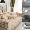 AWAV Thick Rabbit Plush Sofa Cushion, Non-Slip Sofa Covers for Living Room, Universal Super Soft Faux Fur Furniture Protector, Washable for Sectional Couch (Khaki,110x210cm) view 3
