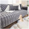 AWAV Thick Rabbit Plush Sofa Cushion, Non-Slip Sofa Covers for Living Room, Universal Super Soft Faux Fur Furniture Protector, Washable for Sectional Couch (Dark Gray,90x70cm) view 1
