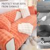 AWAV Thick Rabbit Plush Sofa Cushion, Non-Slip Sofa Covers for Living Room, Universal Super Soft Faux Fur Furniture Protector, Washable for Sectional Couch (Orange,70x210cm) view 3