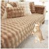AWAV Thick Rabbit Plush Sofa Cushion, Non-Slip Sofa Covers for Living Room, Universal Super Soft Faux Fur Furniture Protector, Washable for Sectional Couch (Coffee,45x45cm) view 1