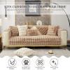 AWAV Thick Rabbit Plush Sofa Cushion, Non-Slip Sofa Covers for Living Room, Universal Super Soft Faux Fur Furniture Protector, Washable for Sectional Couch (Coffee,45x45cm) view 2