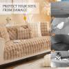 AWAV Thick Rabbit Plush Sofa Cushion, Non-Slip Sofa Covers for Living Room, Universal Super Soft Faux Fur Furniture Protector, Washable for Sectional Couch (Coffee,45x45cm) view 3
