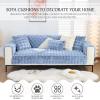 AWAV Thick Rabbit Plush Sofa Cushion, Non-Slip Sofa Covers for Living Room, Universal Super Soft Faux Fur Furniture Protector, Washable for Sectional Couch (Blue,110x240cm) view 2