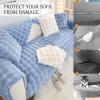 AWAV Thick Rabbit Plush Sofa Cushion, Non-Slip Sofa Covers for Living Room, Universal Super Soft Faux Fur Furniture Protector, Washable for Sectional Couch (Blue,110x240cm) view 3
