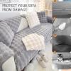 AWAV Thick Rabbit Plush Sofa Cushion, Non-Slip Sofa Covers for Living Room, Universal Super Soft Faux Fur Furniture Protector, Washable for Sectional Couch (Grey,70x210cm) view 3
