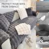 AWAV Thick Rabbit Plush Sofa Cushion, Non-Slip Sofa Covers for Living Room, Universal Super Soft Faux Fur Furniture Protector, Washable for Sectional Couch (Dark Gray,70x70cm) view 3