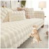 AWAV Thick Rabbit Plush Sofa Cushion, Non-Slip Sofa Covers for Living Room, Universal Super Soft Faux Fur Furniture Protector, Washable for Sectional Couch (White,90x210cm) view 1