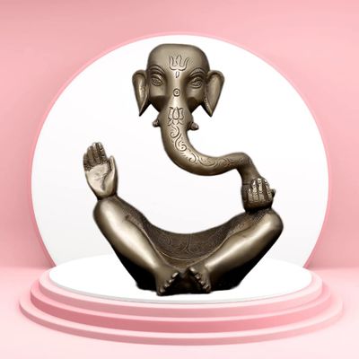 Brass Ganesha Idol for Home Decor | Ganesha Statue Hindu Elephant God Sculpture | Ganpati Figurine Murti Outdoor Garden Room Entryway New Beginning Good Luck Statuses Gifts