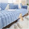 AWAV Thick Rabbit Plush Sofa Cushion, Non-Slip Sofa Covers for Living Room, Universal Super Soft Faux Fur Furniture Protector, Washable for Sectional Couch (Blue,90x210cm) view 1
