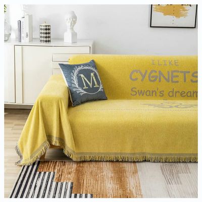 GORHLady Sofa Throw Sofa Towel Chenille Lightweight Soft Soft Cozy Couch Bed Chair Fringe Throw Blankets Super Giant Sofa Throw, Up to 1234 Seater Sofa 70''*70'' Yellow